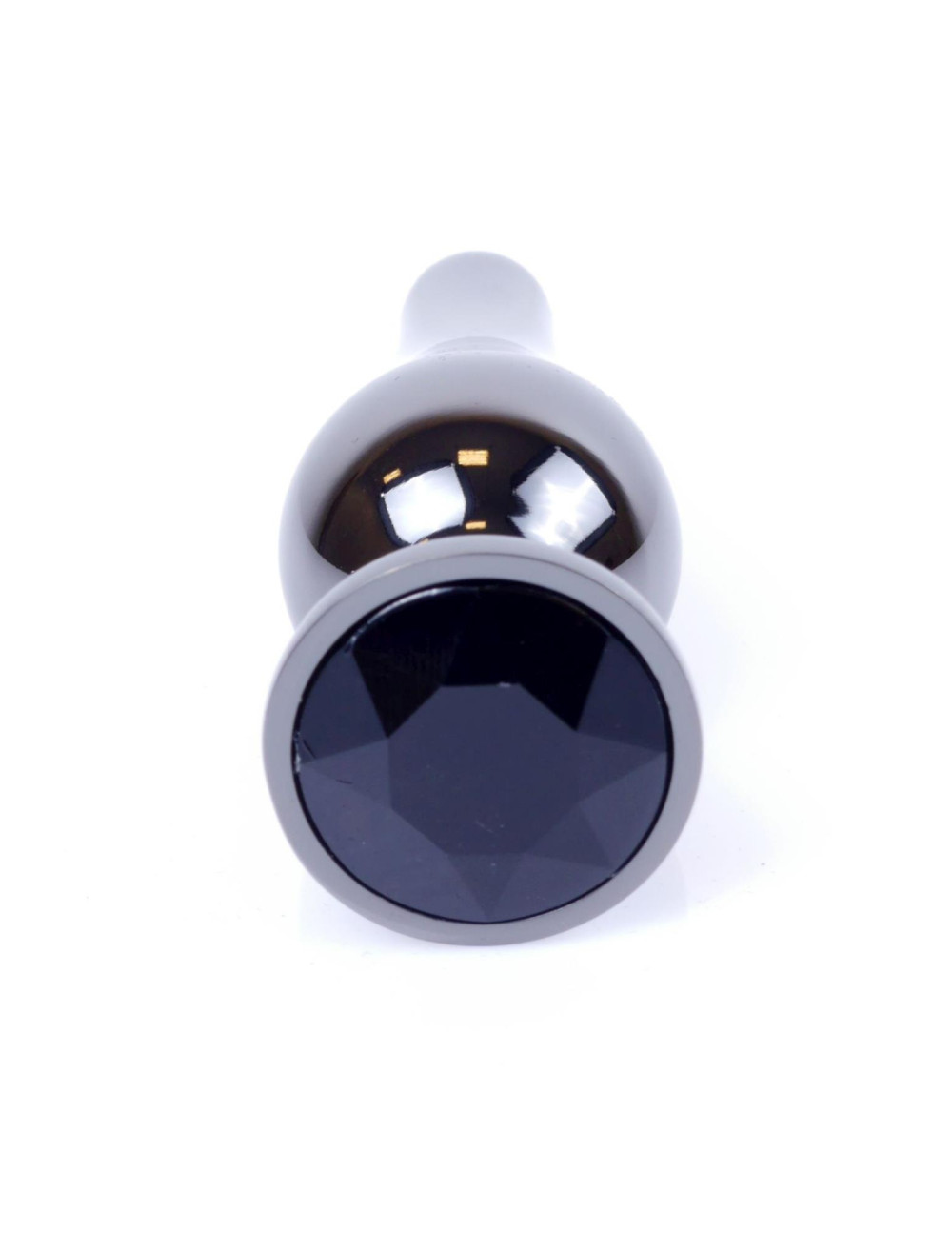 B - Series HeavyFun Metalowy Plug Analny z Czarnym Kryształem Dark Silver