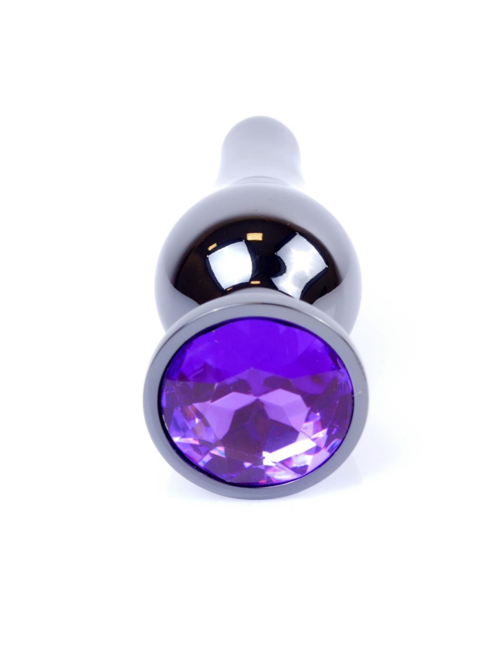 B - Series HeavyFun Metalowy Plug Analny z Fioletowym Kryształem Dark Silver