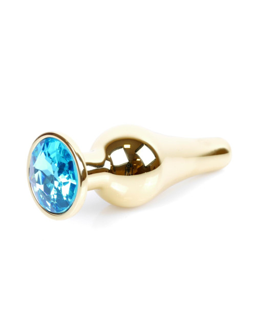 Plug-Jewellery Gold BUTT PLUG- Light Blue