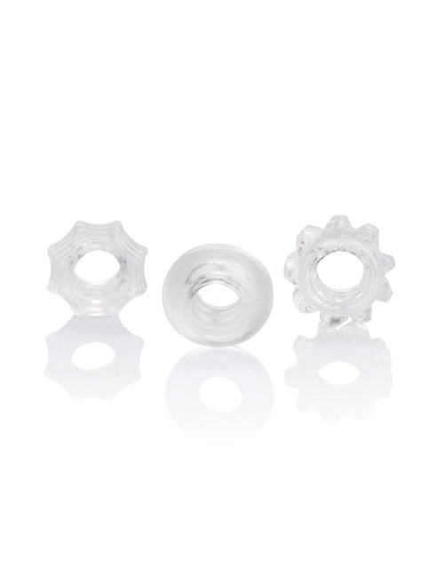Reversible Ring Set Transparent – Pierścienie erekcyjne bez wibracji, elastyczne, stymulujące