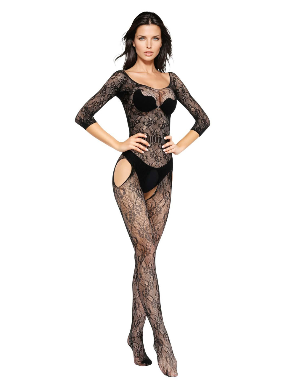 SoftLine Collection Czarne Bodystocking S/L