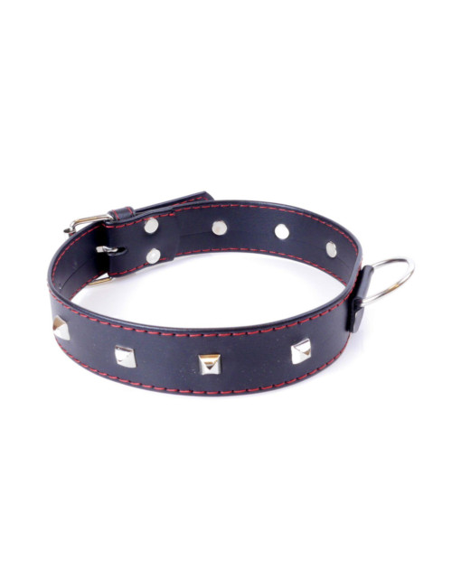 Fetish B - Series Collar with studs 3 cm Red Line