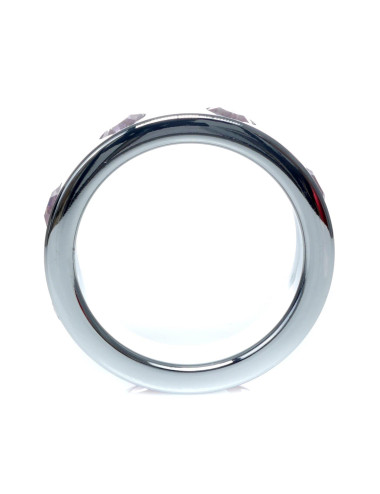 Pierścień-Metal Cock Ring with Rose Diamonds Large