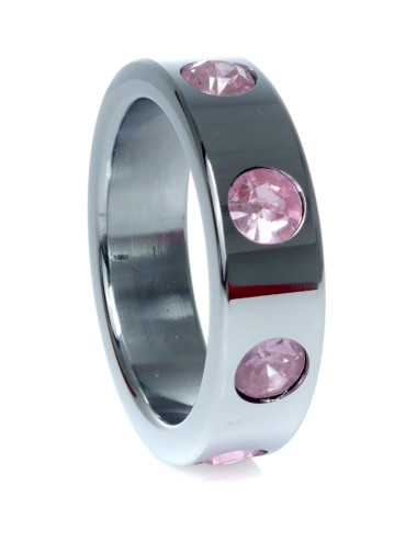 Pierścień-Metal Cock Ring with Rose Diamonds Large