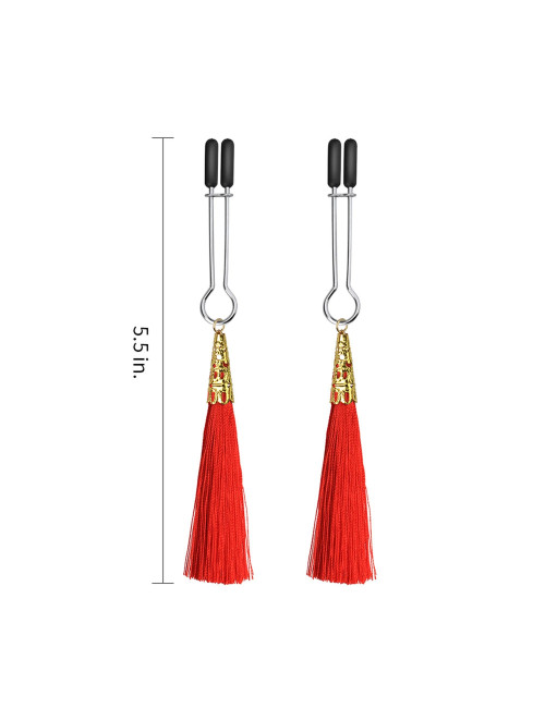 Lovetoy Glamor Tassel Nipple Clamp – Regulowane klipsy na sutki z frędzlami