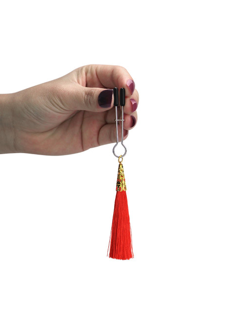 Lovetoy Glamor Tassel Nipple Clamp – Regulowane klipsy na sutki z frędzlami