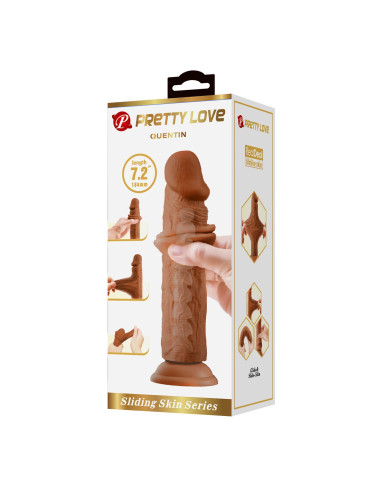 PRETTY LOVE - QUENTIN 7.2"(184mm)  Sliding Skin Series TPR, Suction base Bendable
