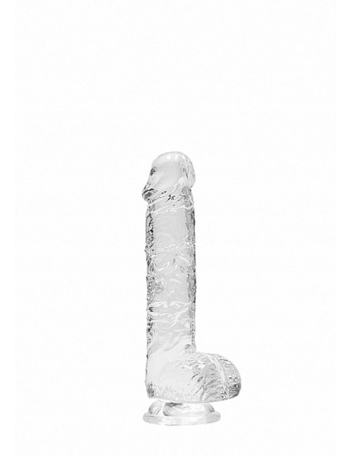 RealRock Realistic Dildo With Balls 15 cm - transparentny