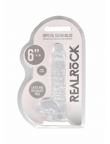 6 / 15 cm Realistic Dildo With Balls - Transparent