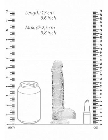 6 / 15 cm Realistic Dildo With Balls - Transparent