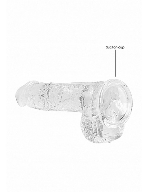 RealRock Realistic Dildo With Balls 15 cm - transparentny