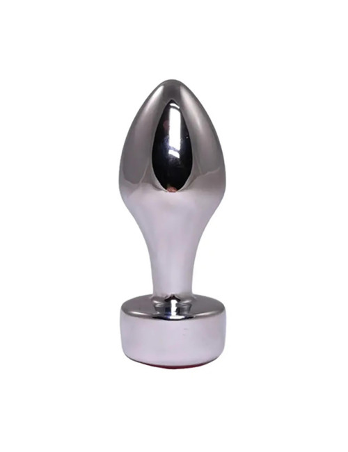 Fantasy Srebrny Butt Plug z Różowym Kryształem 7,7 cm