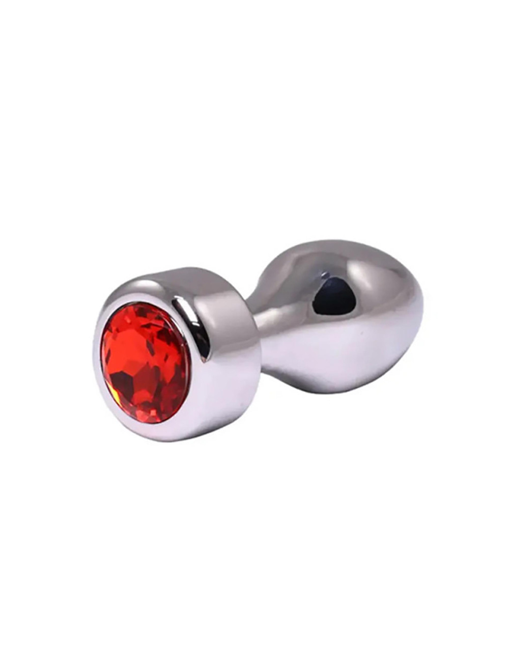 Srebrny plug analny z czerwonym diamentem - Bezniklowy, 7,7 cm