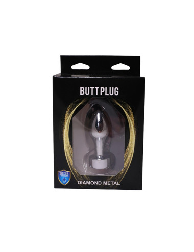 Silver Butt Plug with Red Diamond
