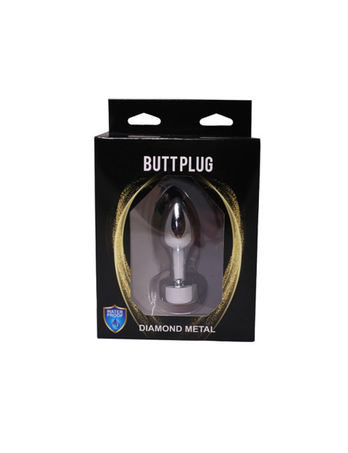 Srebrny plug analny z czerwonym diamentem - Bezniklowy, 7,7 cm