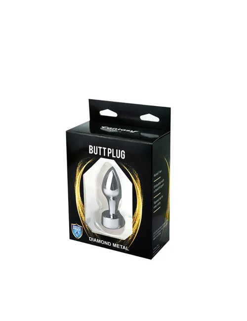 Srebrny plug analny z czerwonym diamentem - Bezniklowy, 7,7 cm