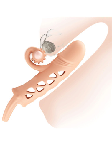 ROMANCE - Penis sleeve,  TPE material,vibration, battery LR41*3, Flesh