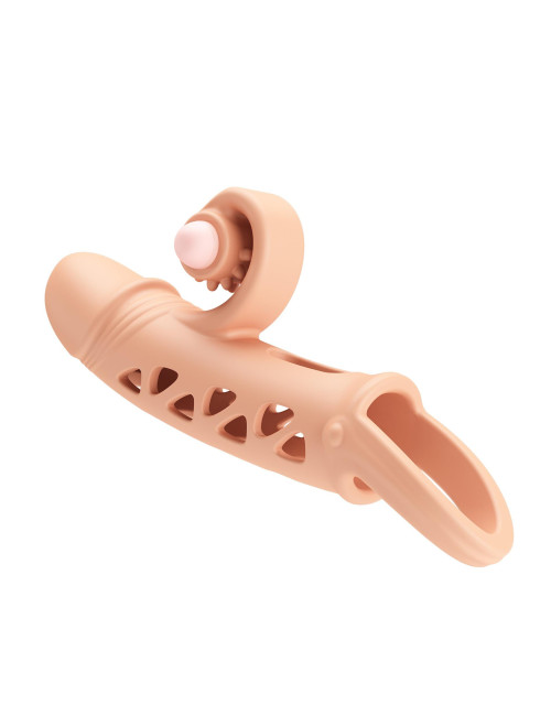 ROMANCE - Penis sleeve,  TPE material,vibration, battery LR41*3, Flesh