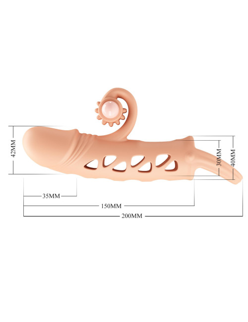 ROMANCE - Penis sleeve,  TPE material,vibration, battery LR41*3, Flesh
