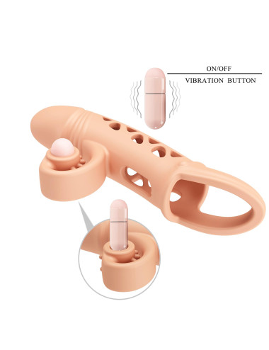 ROMANCE - Penis sleeve,  TPE material,vibration, battery LR41*3, Flesh