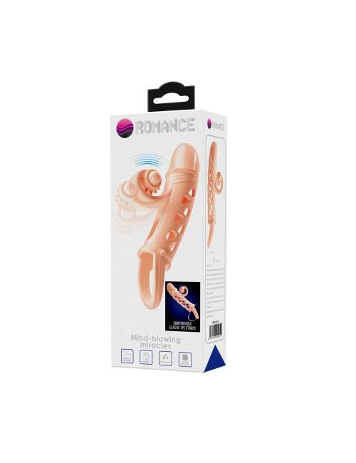 ROMANCE - Penis sleeve,  TPE material,vibration, battery LR41*3, Flesh