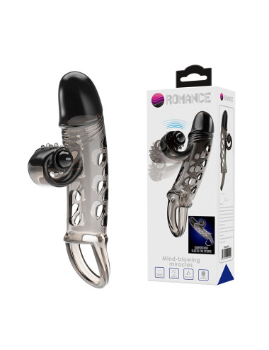 ROMANCE - Penis sleeve,  TPE material,vibration, battery LR41*3, Black