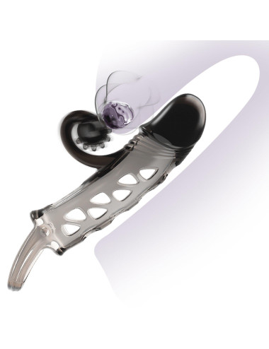 ROMANCE - Penis sleeve,  TPE material,vibration, battery LR41*3, Black