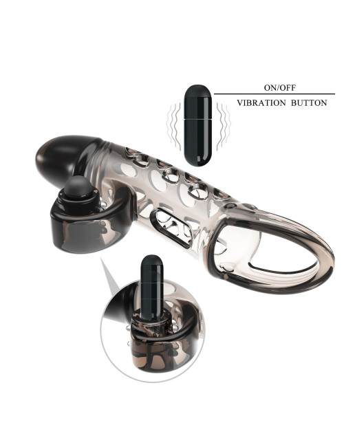 ROMANCE - Penis sleeve,  TPE material,vibration, battery LR41*3, Black
