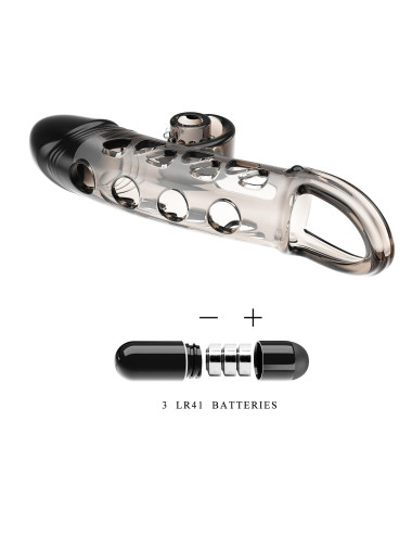 ROMANCE - Penis sleeve,  TPE material,vibration, battery LR41*3, Black