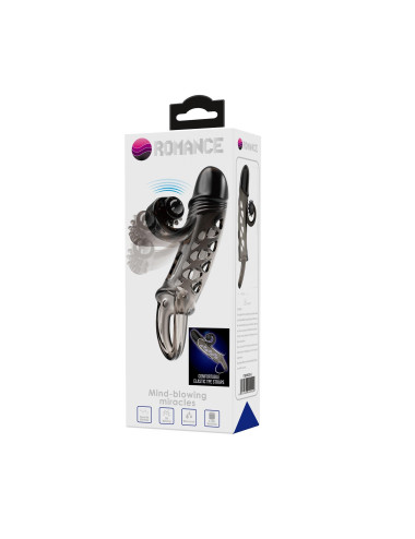 ROMANCE - Penis sleeve,  TPE material,vibration, battery LR41*3, Black