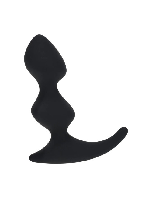 Full Double Ripple Silicone Prostate Massager - Black