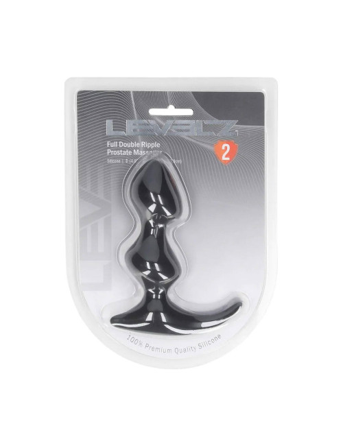 Full Double Ripple Silicone Prostate Massager - Black