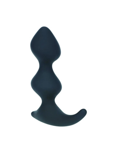 Full Double Ripple Silicone Prostate Massager - Black
