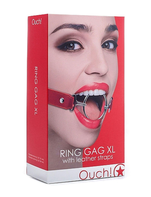 Ouch! Ring Gag XL - Czerwony Kula Rozpórka z Ringiem