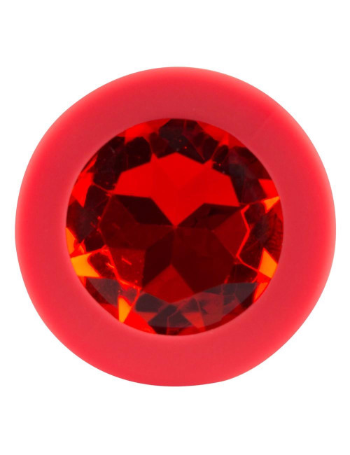 Korek analny z czerwoną cyrkonią Colorful Joy Jewel Red
