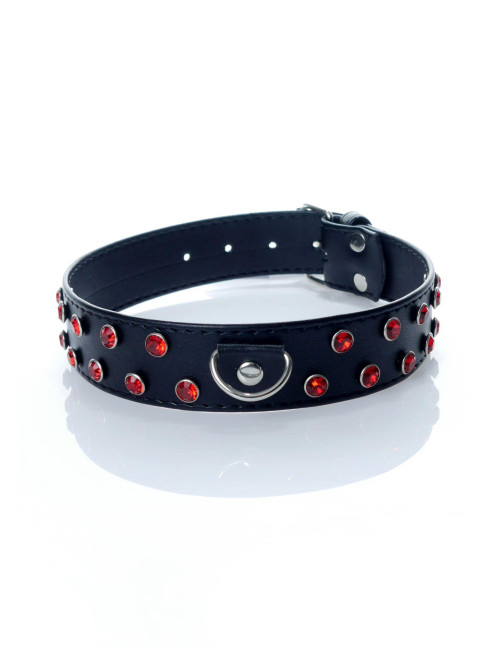 Obroża fetiszowa z czerwonym kryształem Fetish B-Series 3 cm