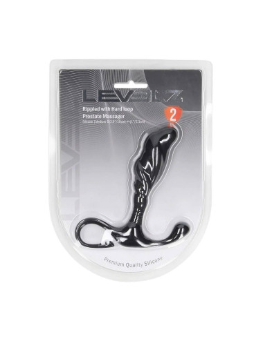 Rippled with Hard Loop Silicone Prostate Massager - M - Black