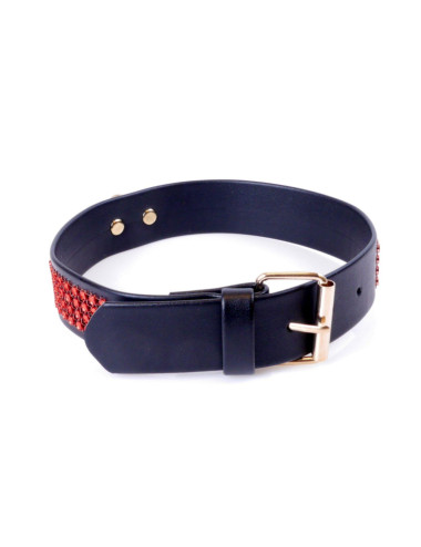 Fetish B - Series Collar with crystals 3 cm Red Line