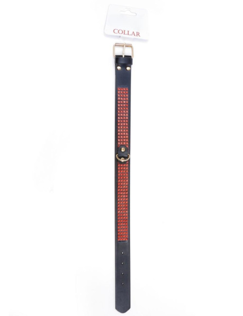 Fetish B-Series Obroża BDSM z Kryształami 3 cm Czerwona