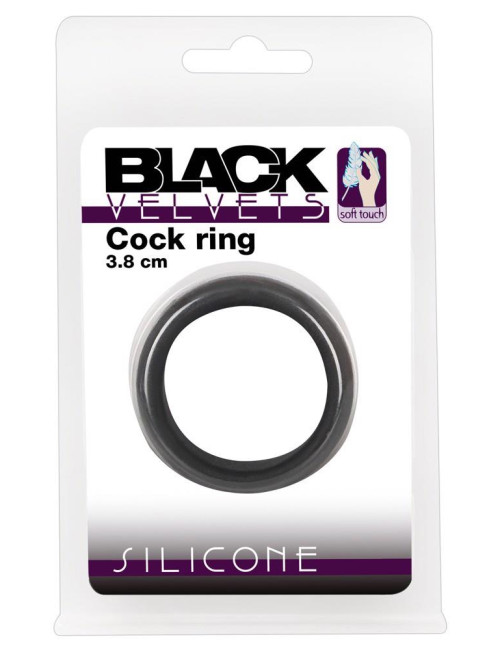 Pierścień erekcyjny silikonowy Black Velvets 3,8 cm – bez wibracji, zabawki, pierścienie