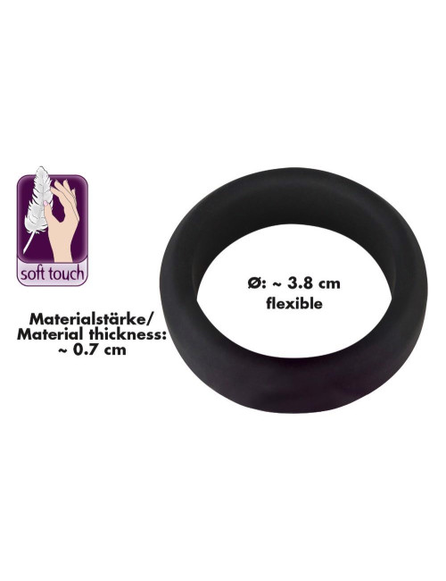 Black Velvets Silikonowy Pierścień Erekcyjny 3,8 cm Czarny