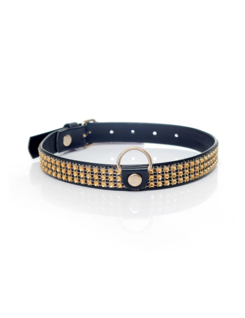 Fetish B - Series Collar with crystals 2 cm gold