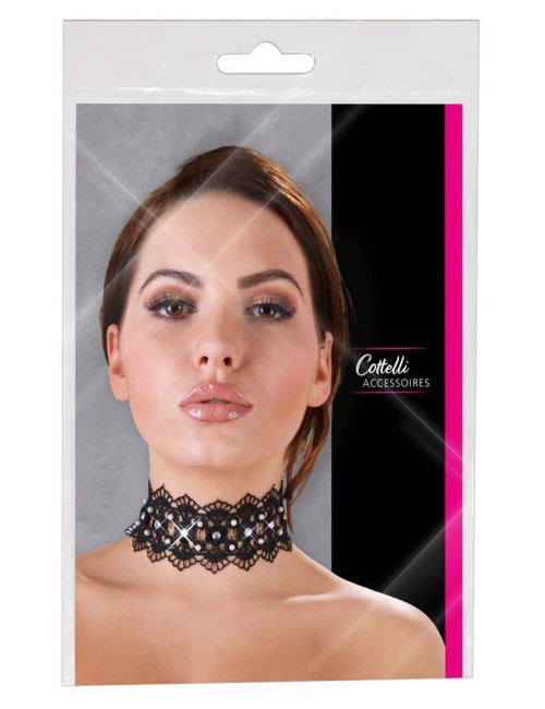 Embroidered Choker+Rhinestones
