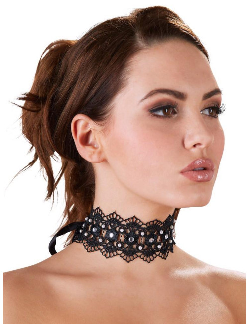 Embroidered Choker+Rhinestones