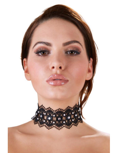 Embroidered Choker+Rhinestones