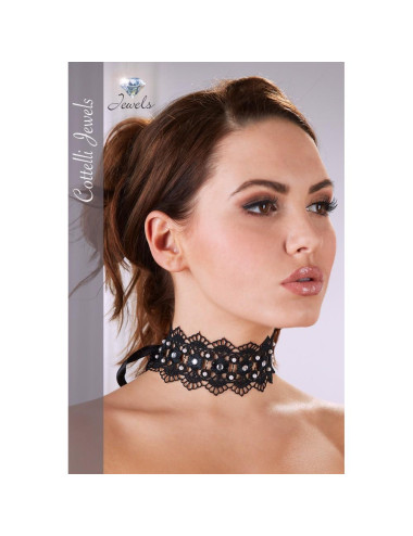 Embroidered Choker+Rhinestones