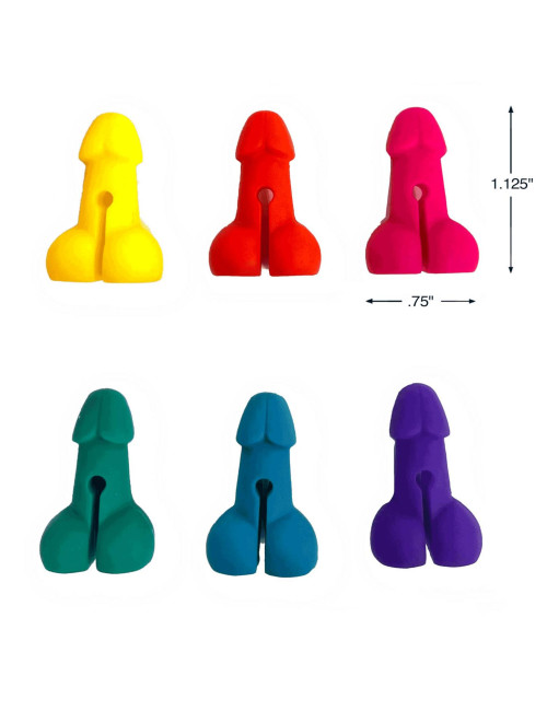 Śmieszne znaczniki do drinków: Super Fun Penis Silicone Drink Markers – Zestaw 6 szt.