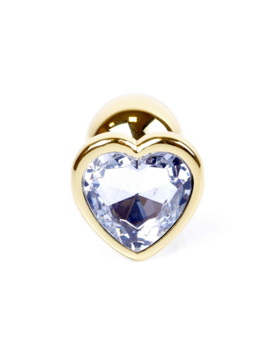 Plug-Jewellery Gold  Heart PLUG- Clear