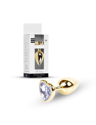 Plug-Jewellery Gold  Heart PLUG- Clear