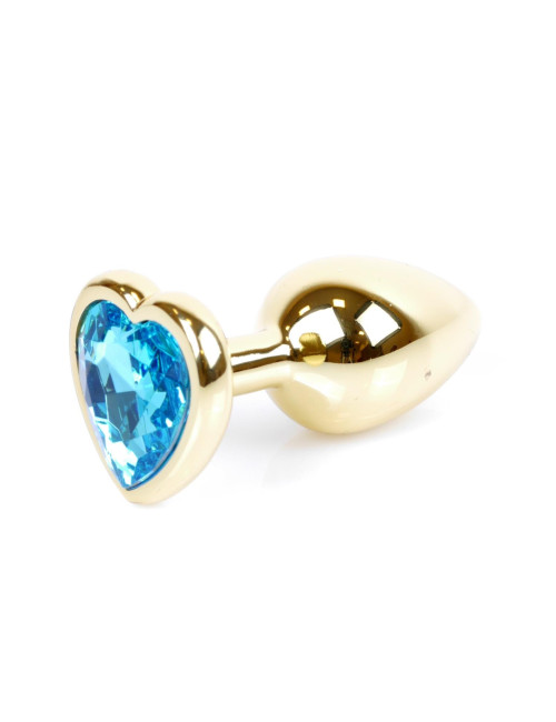 Plug-Jewellery Gold  Heart PLUG- Light Blue